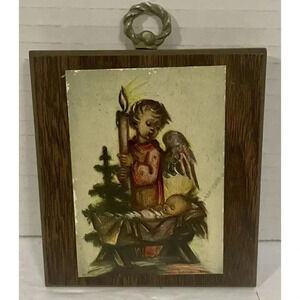 Hummel Lithograph Plaque Angel & Baby 3 3/8 Inch W‎ x 3 3/4 Inch L Vintage